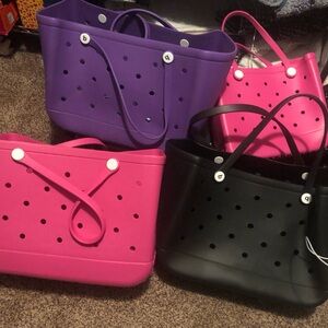 Vibrant Women's Tote Bag Collection - Black, Pink, Purple